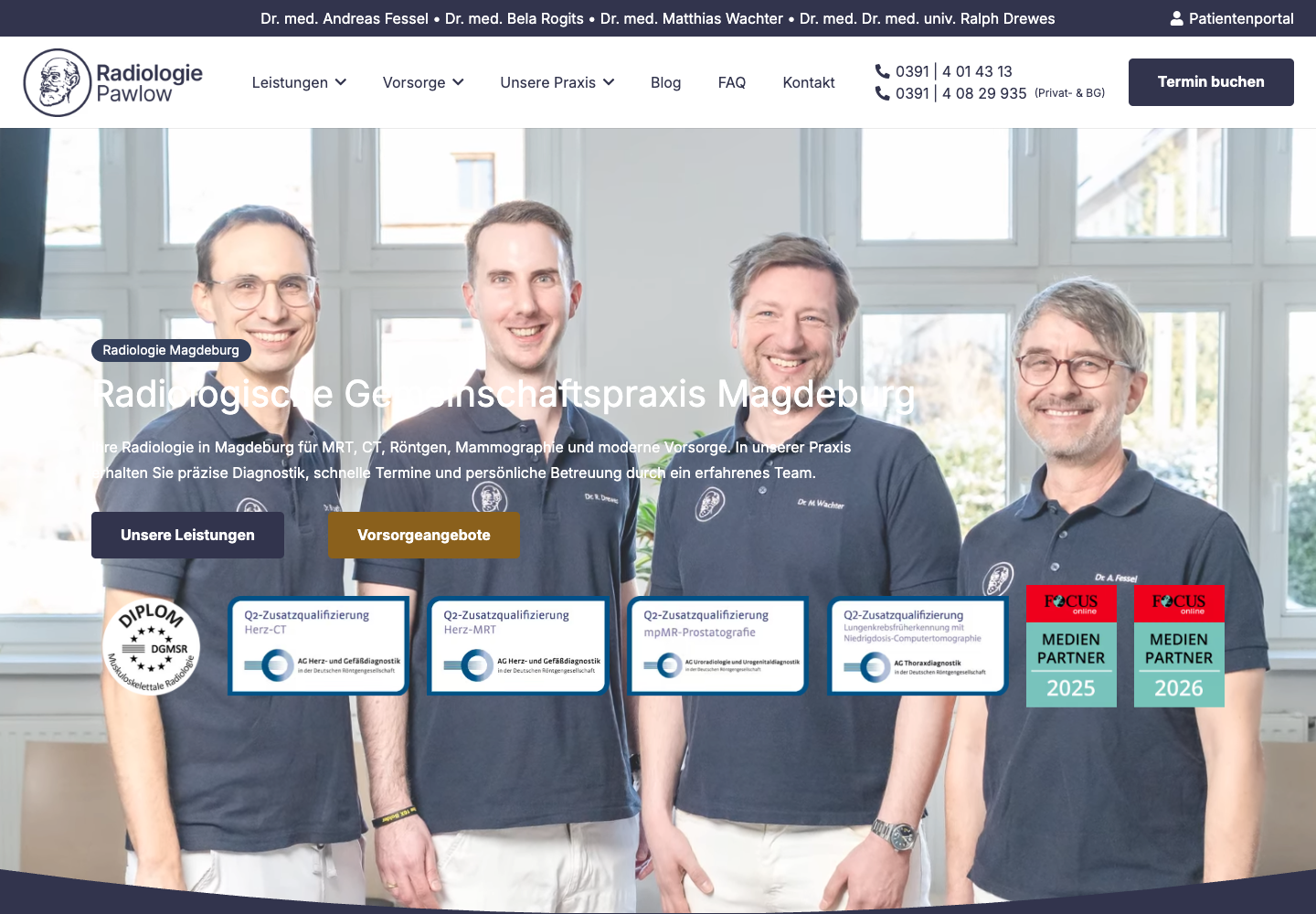 Original-Screenshot der von Erfolg Buddies gestalteten Website Radiologie Pawlow